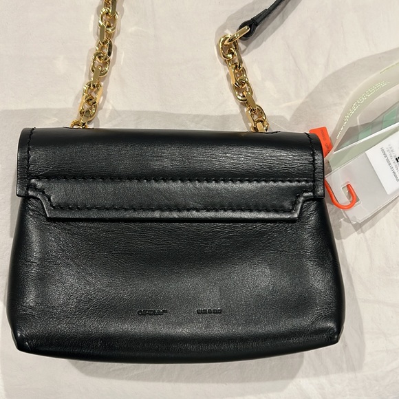 Off-White BNWT Black Leather Mini Gold Binder Crossbody Bag - Picture 6 of 9